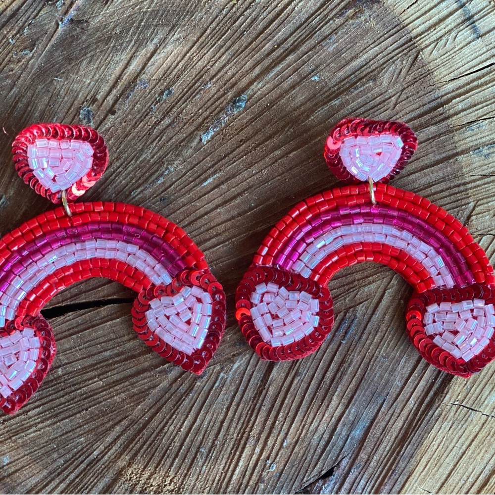 Seed Bead Valentine Earrings